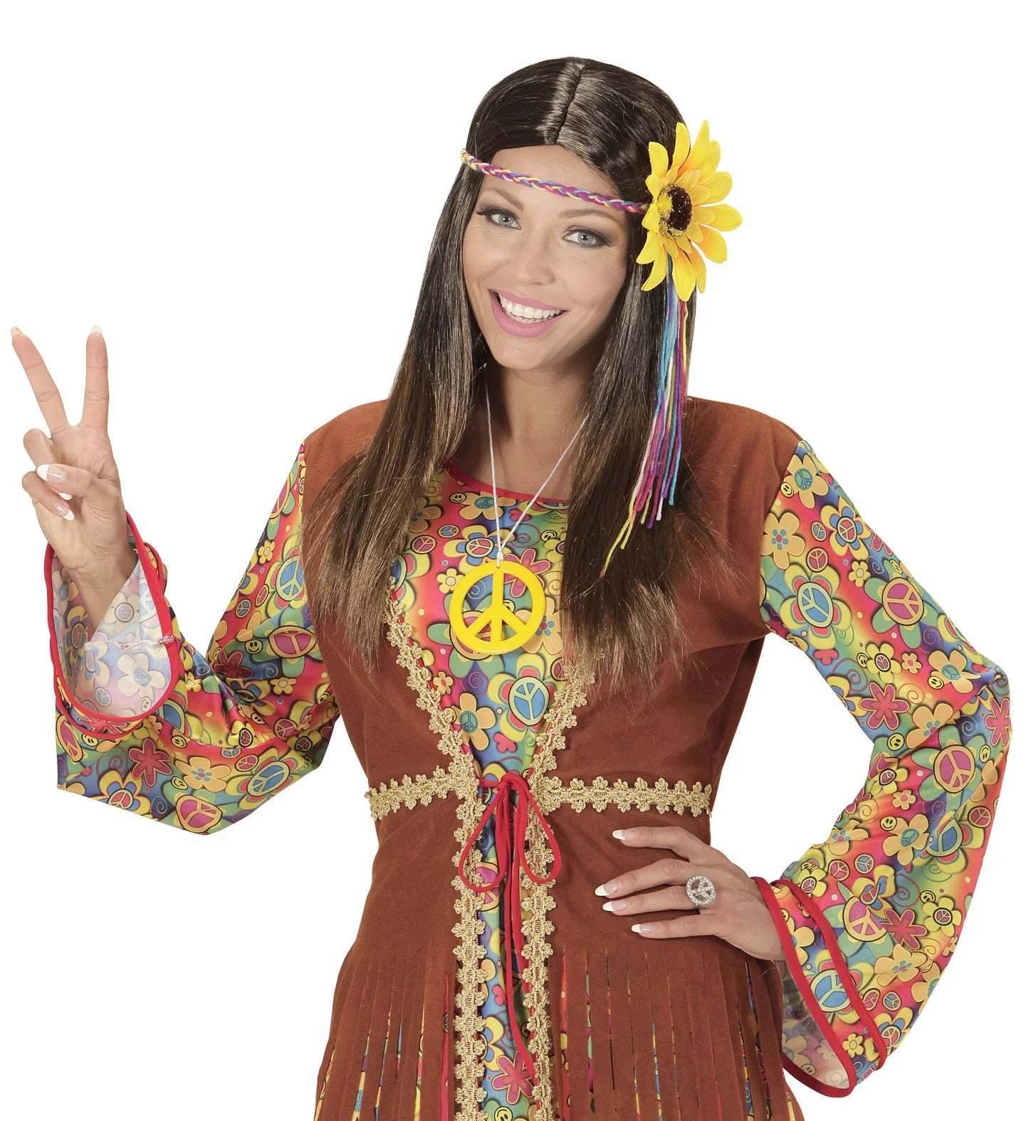 Peluca Hippie con Flor Pelucas Widmann